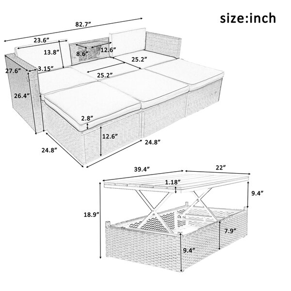 Latitude Run® Wicker/Rattan 6 - Person Seating Group with Cushions